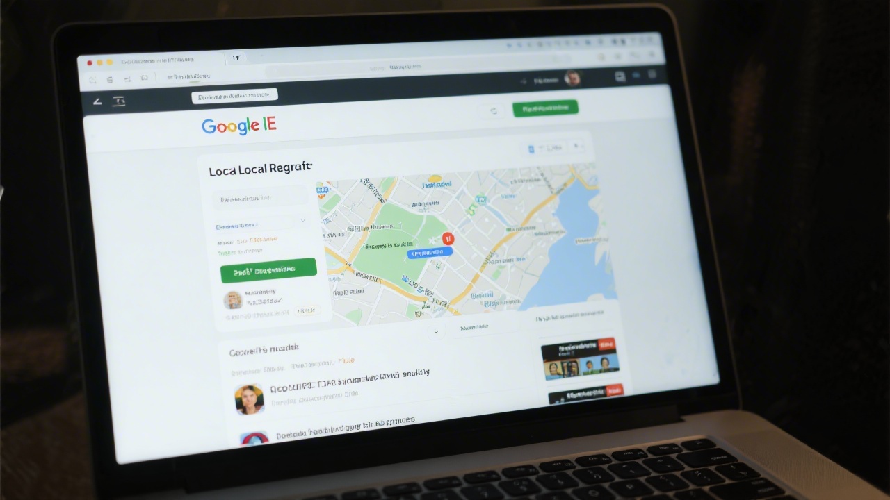 Close-up of laptop showing a Google.ie local search result page with highlighted map pack and listing details, representing practical local SEO analysis.